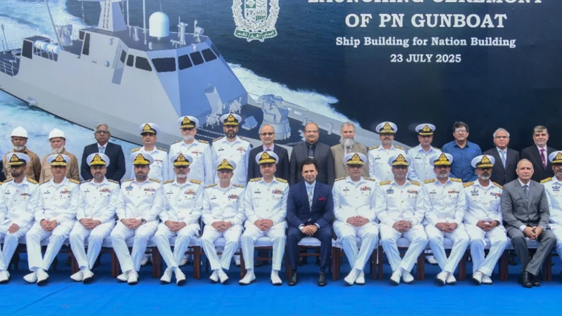 Pakistan Navy launches PNS Sahiwal Gun Boat at Karachi Shipyard