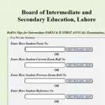 BISE Lahore 12th Class Roll Number Slip 2024
