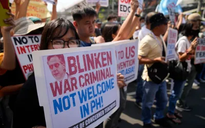 Blinken's Manila visit sparks protest against US presence in Philippines