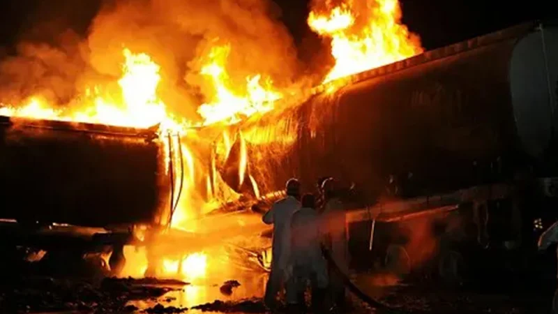 Five water tanker set on fire after speeding tanker kills another biker