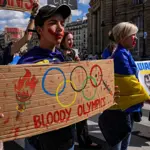 Paris hosts peaceful pre-Olympic protest to honor fallen Ukrainian athletes