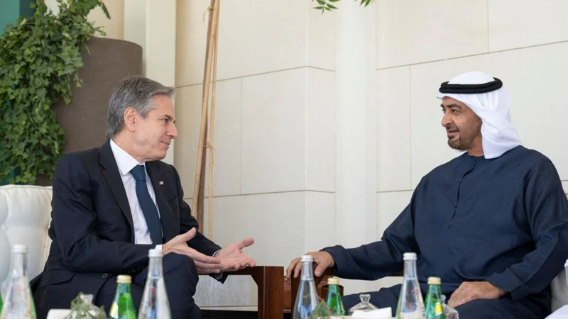 UAE president and US secretary talks about Impact of Gaza crisis