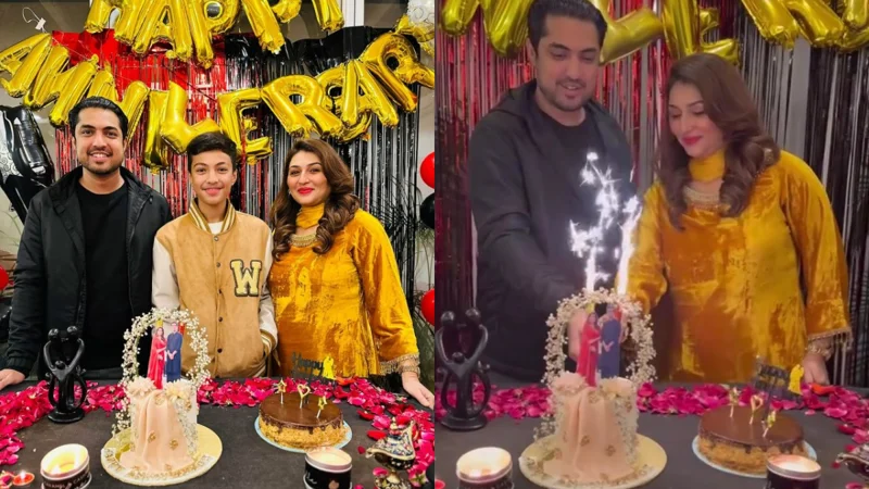 Iqrar Ul Hassan and Qurutulain get 18th anniversary party from Aroosa Khan