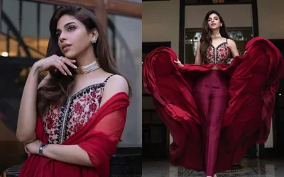 Sonya Hussyn radiates elegance in a red dolled-up look