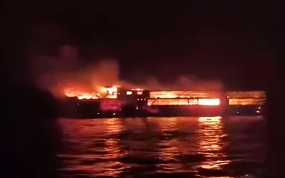 Philippine ferry fire leaves five dead, dozens missing