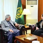 Ishaq Dar, Natalie Baker discuss stronger Pakistan-U.S. bilateral cooperation