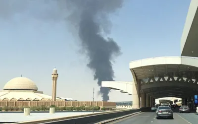 Houthi missile intercepted over Riyadh as airport fire erupts