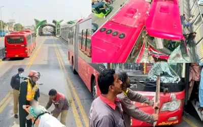 Lahore Metro bus collision at Azadi Station leaves 10 injured