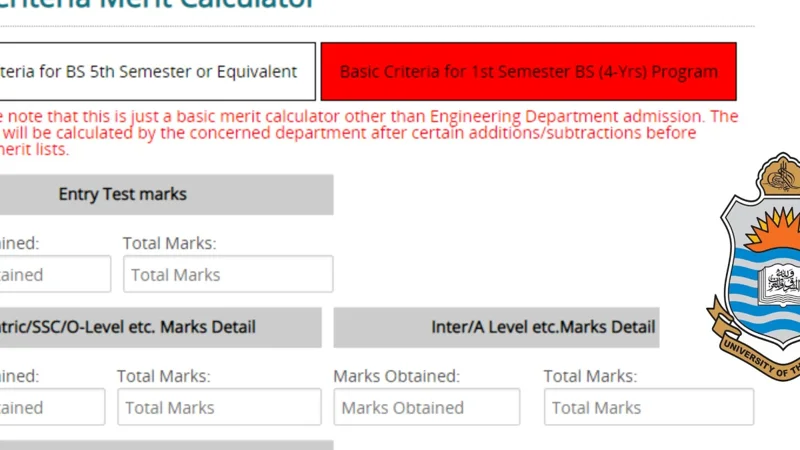 Punjab University announces online merit calculator for undergraduate admissions 2024