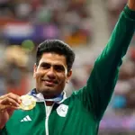 Pakistan's Hero Arshad Nadeem receives gold medal at Paris Olympics ceremony