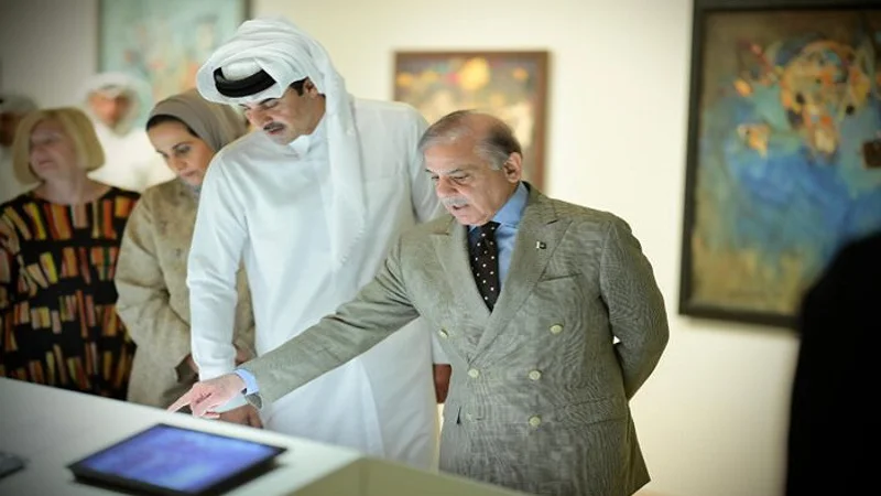 PM Shehbaz, Amir of Qatar visit gallery of Pakistani artworks at National Museum of Qatar