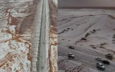 Rare snowfall: Saudi Arabia’s Al-Jawf region witnessed snowfall for the first time
