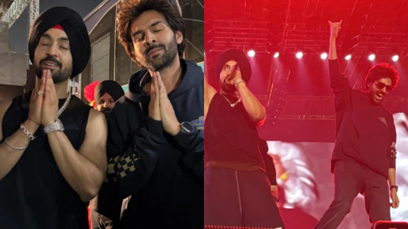 Kartik Aaryan joins Diljit Dosanjh on stage, Fans celebrate unexpected duo