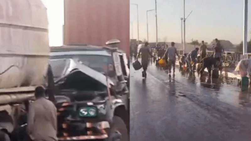 Oil tanker collides with trailer on Native Jetty Bridge, spilling millions worth of oil