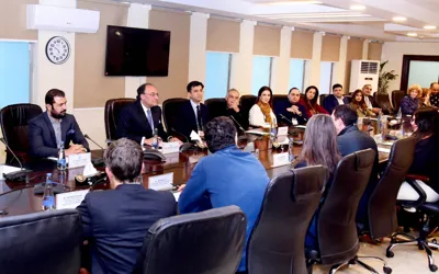 Finance Minister Aurangzeb meets foreign investors, professionals
