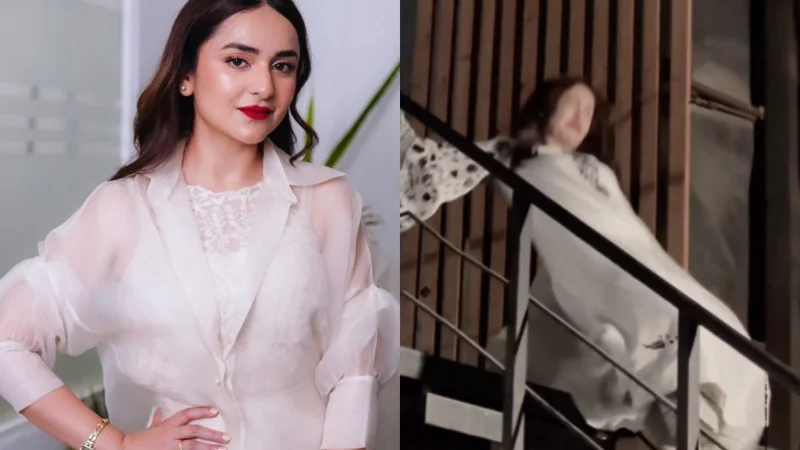 Yumna Zaidi fall down from stairs video during 'Gentleman' shooting gone viral