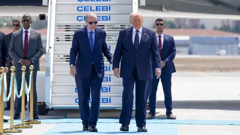 Turkish President Erdogan welcomes Trump in Ankara