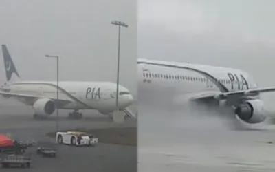 Flights delayed and cancelled at Jinnah International Airport due to heavy rain in Karachi