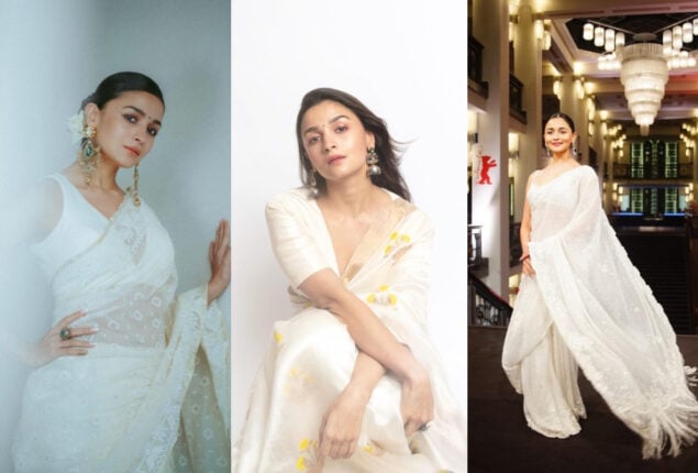 Alia Bhatt Tempts our Mood in White Low Hip Transparent Saree